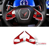 C8 Corvette Carbon Fiber Steering Wheel Button Trim Cover