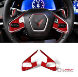 C8 Corvette Real Carbon Fiber Steering Wheel Button Trim Covers | Interior Overlay (2020–2026)