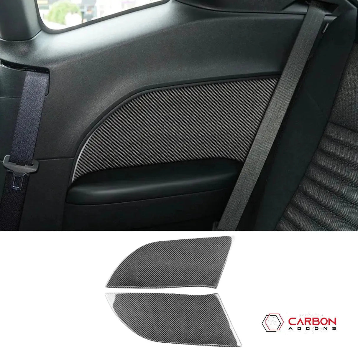 [2pcs] Carbon Fiber Rear Seat Arm Rest Panel Overlay for Dodge Challenger 2015-2023