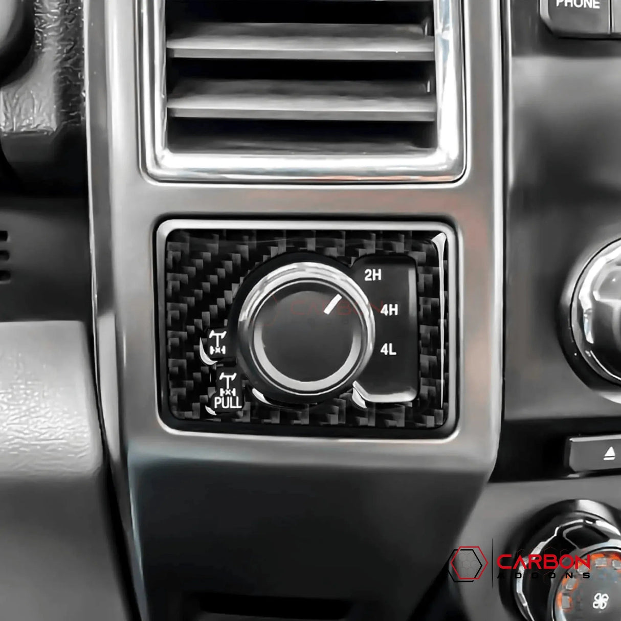 [2pcs] Real Carbon Dash Center AC Vent Control Trim Overlay | 2015-2020 F150