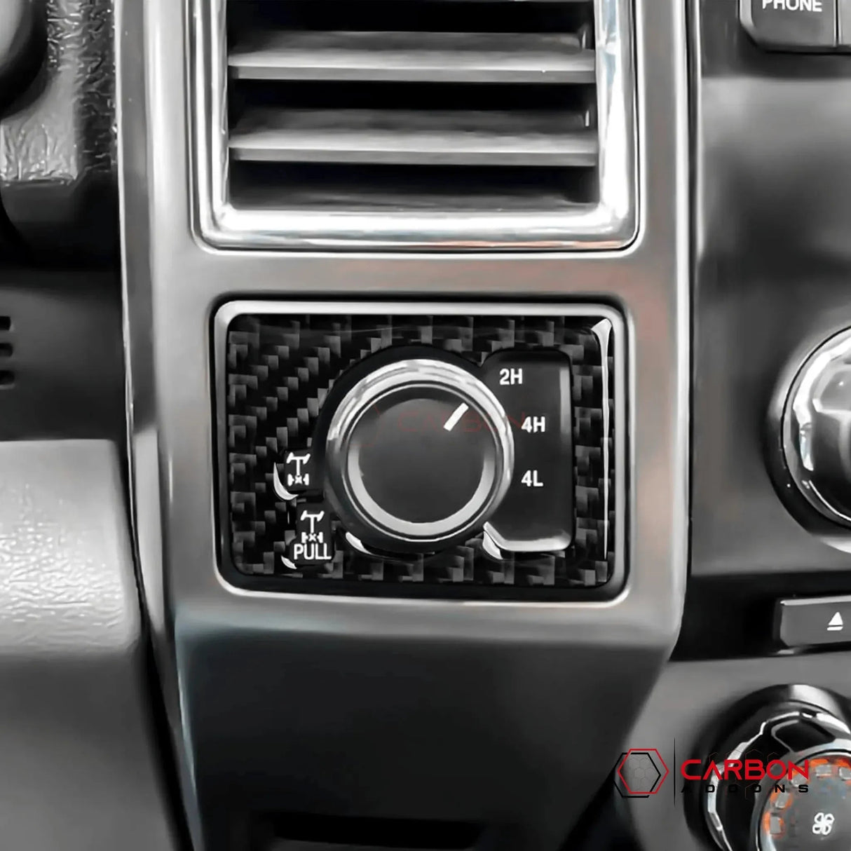 [2pcs] Real Carbon Dash Center AC Vent Control Trim Overlay | 2015-2020 F150