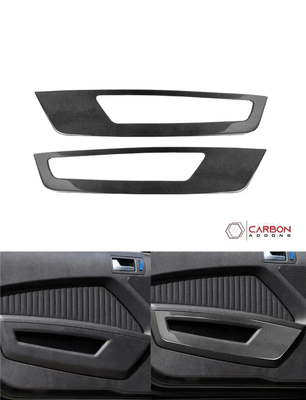 [2pcs] Real Carbon Fiber Front Door Panel Trim Overlay For Mustang 2010-2014