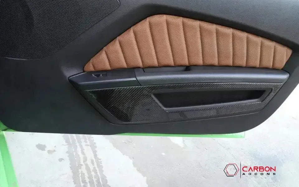 [2pcs] Real Carbon Fiber Front Door Panel Trim Overlay For Mustang 2010-2014