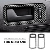 2pcs Set Carbon Fiber Interior Door Handle Trim Overlay For Mustang 2010-2014