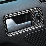 2pcs Set Carbon Fiber Interior Door Handle Trim Overlay For Mustang 2010-2014