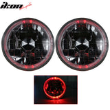 Universal 2PCS 5" Round Headlights Angel Eye Crystal Clear Red Halo