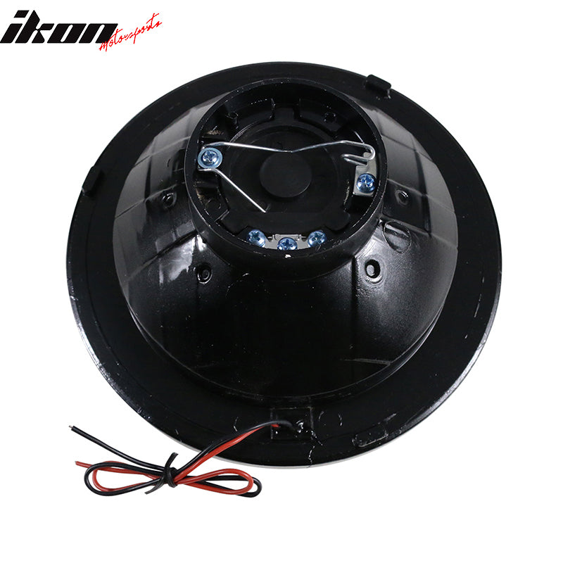 Universal 2PCS 5" Round Headlights Angel Eye Crystal Clear Red Halo