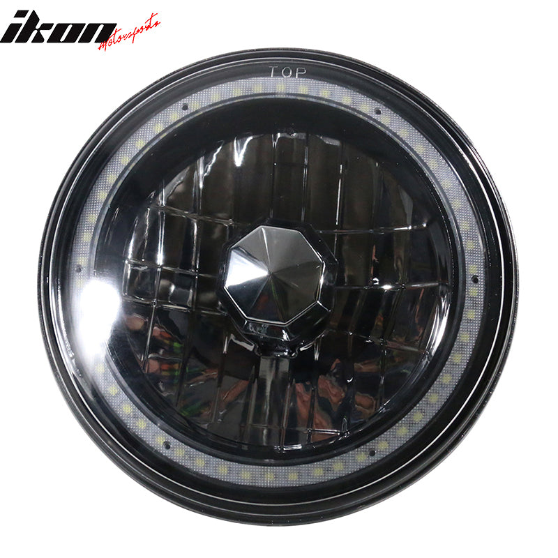 Universal 7" H6024 6014gen White Ring H4 Bulb Angel Eye Headlight