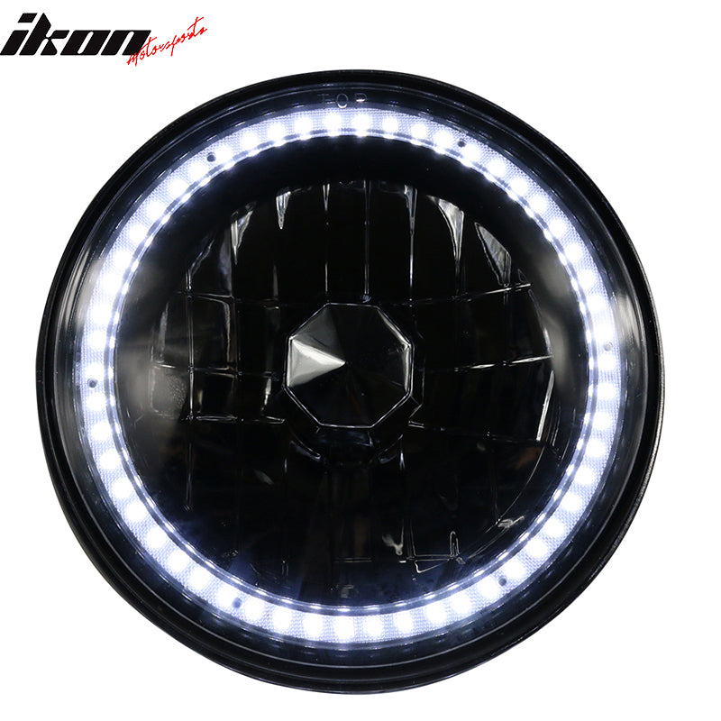 Universal 7" H6024 6014gen White Ring H4 Bulb Angel Eye Headlight
