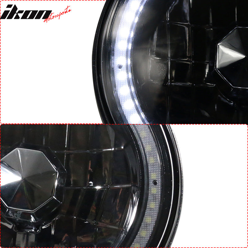 Universal 7" H6024 6014gen White Ring H4 Bulb Angel Eye Headlight