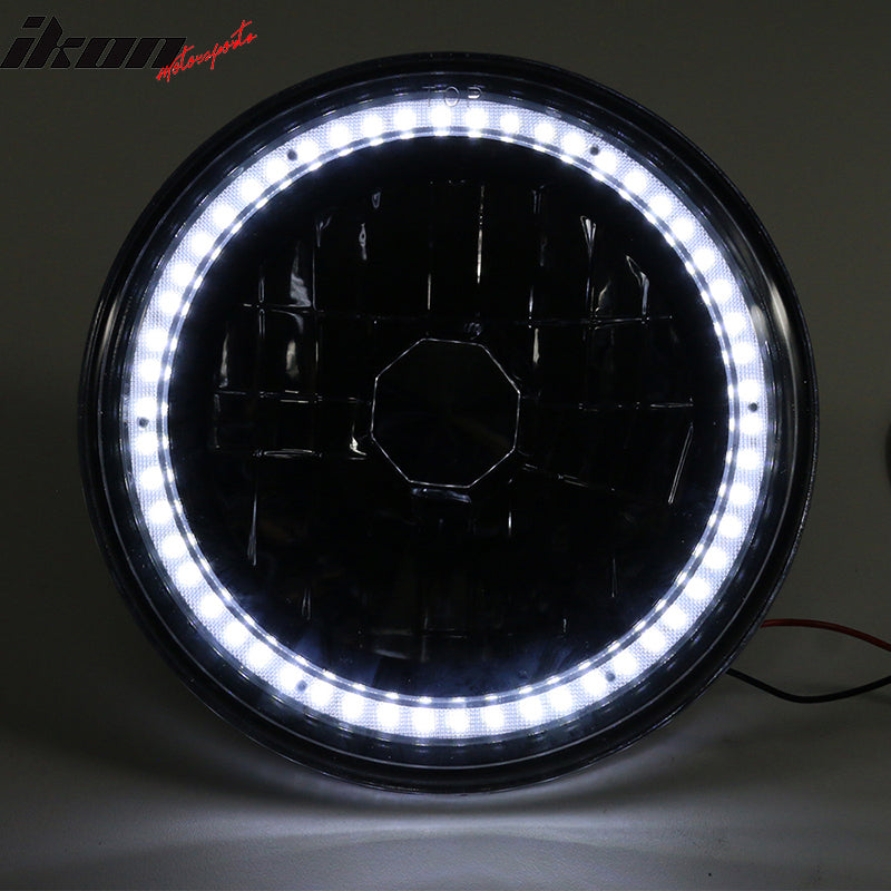 Universal 7" H6024 6014gen White Ring H4 Bulb Angel Eye Headlight