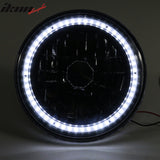 Universal 7" H6024 6014gen White Ring H4 Bulb Angel Eye Headlight