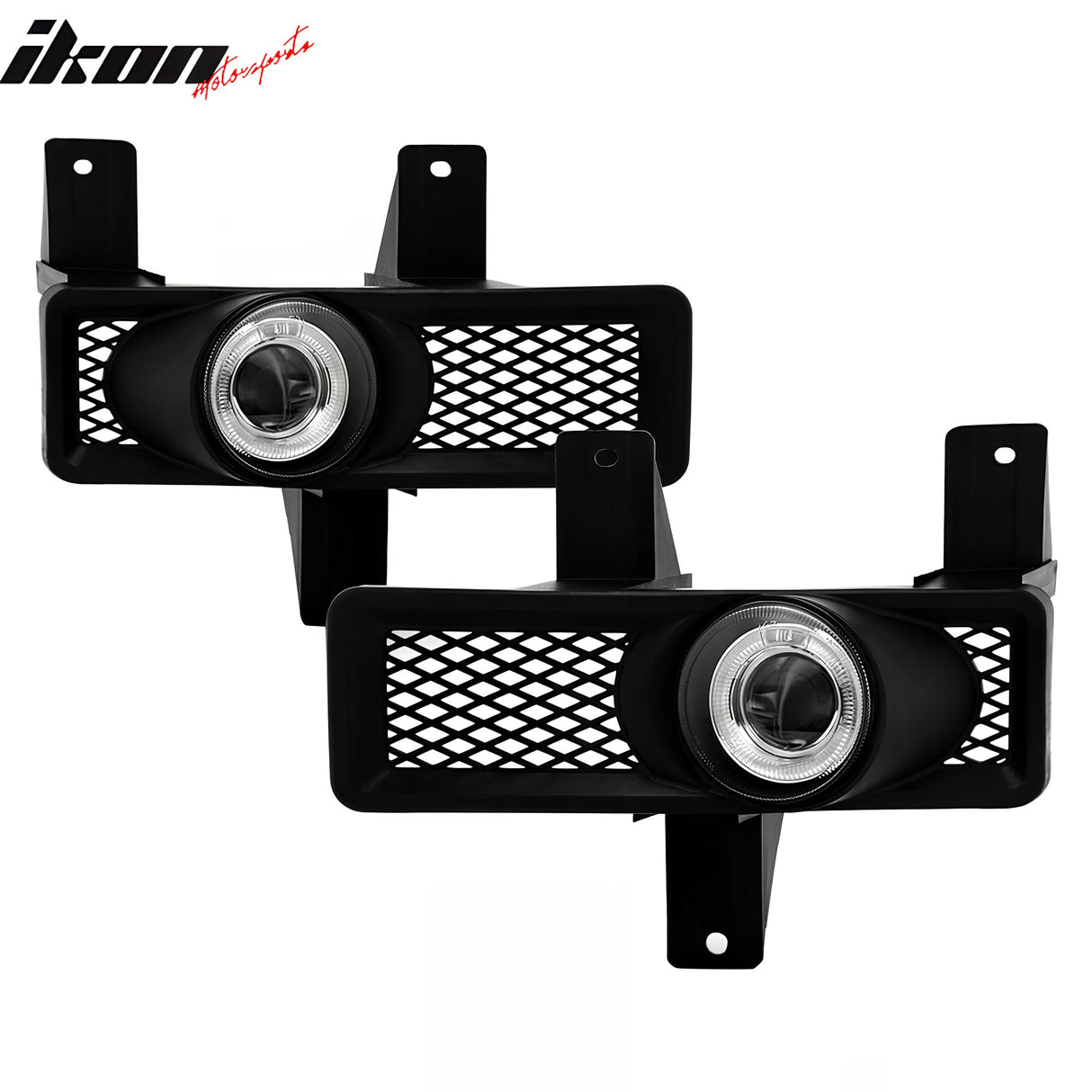 1997-1998 Ford F-150 Ring Style 2PC Projector Fog Lights Black Housing