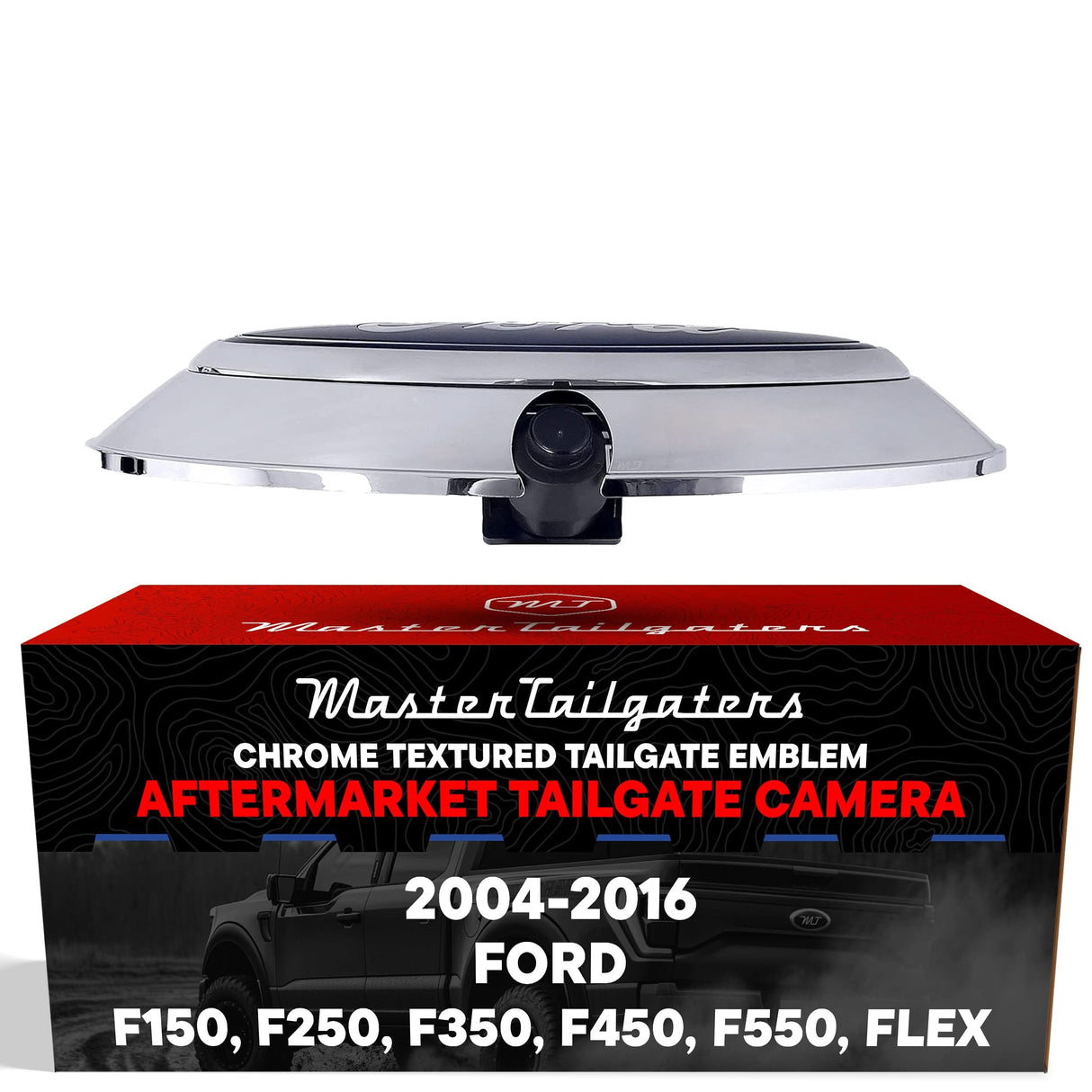 Ford F150, F250, F350, F450, F550 (2004-2016) Replacement Ford Emblem with Backup Camera