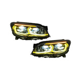 BMW 7 Series F02 G12 Style LED Headlight Assembly with Dual-Color DRL (Yellow / White) 2013 - 2015 (Replaces 63117228423)