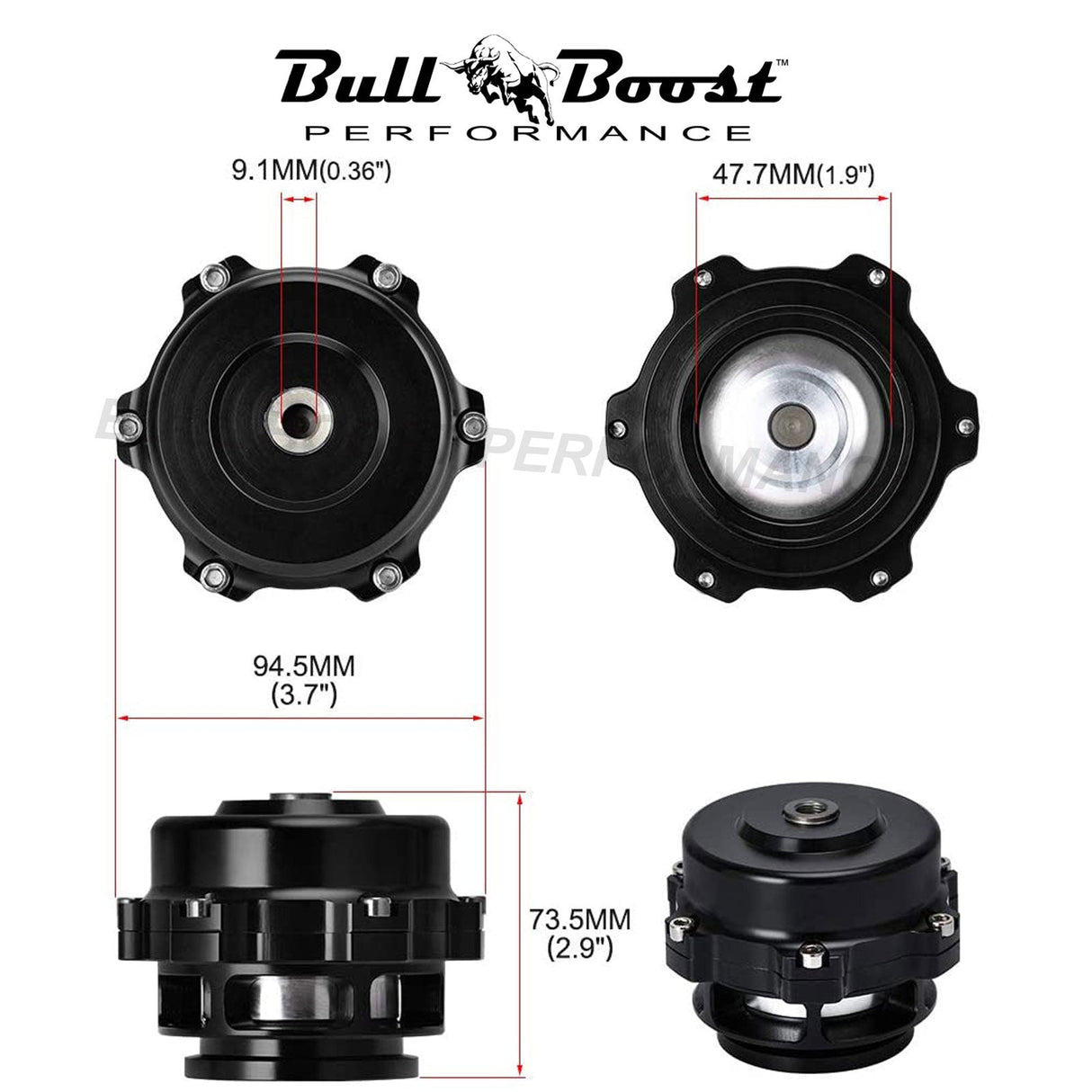 Q BV50 Black 50mm Blow Off Valve (BOV) - Up to 35PSI - 6PSI + 18PSI Springs