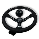 Suede Deep Dish Steering Wheel + Short Hub Adapter Kit For Dodge GM Buick Chevy