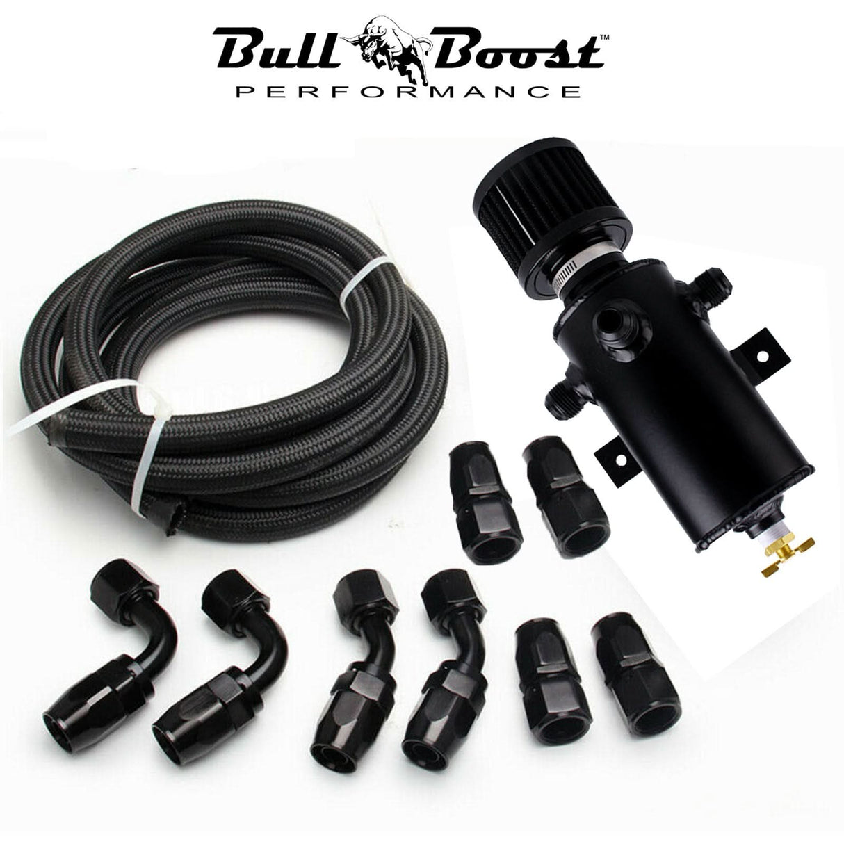 Universal Performance Oil Catch Can 3 Port -10AN Breather 750mL Baffle Tank