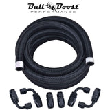 '-8 AN Braided Fuel Line Oil-Gas-Fuel Hose Line Aluminum Hose End Fitting AN8