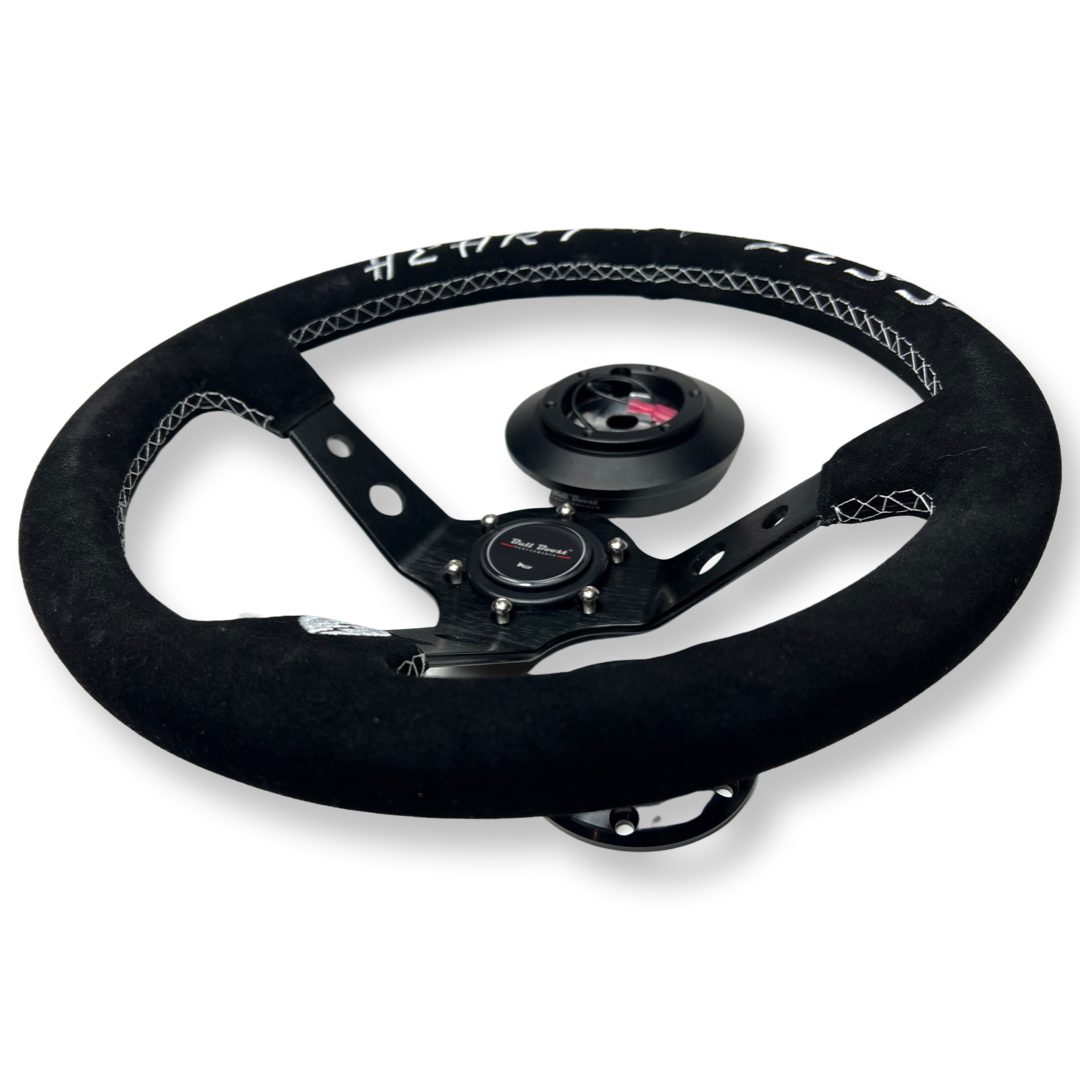 Deep Dish Steering Wheel + Short Hub Adapter Kit For S2000 RSX Prelude TL CL