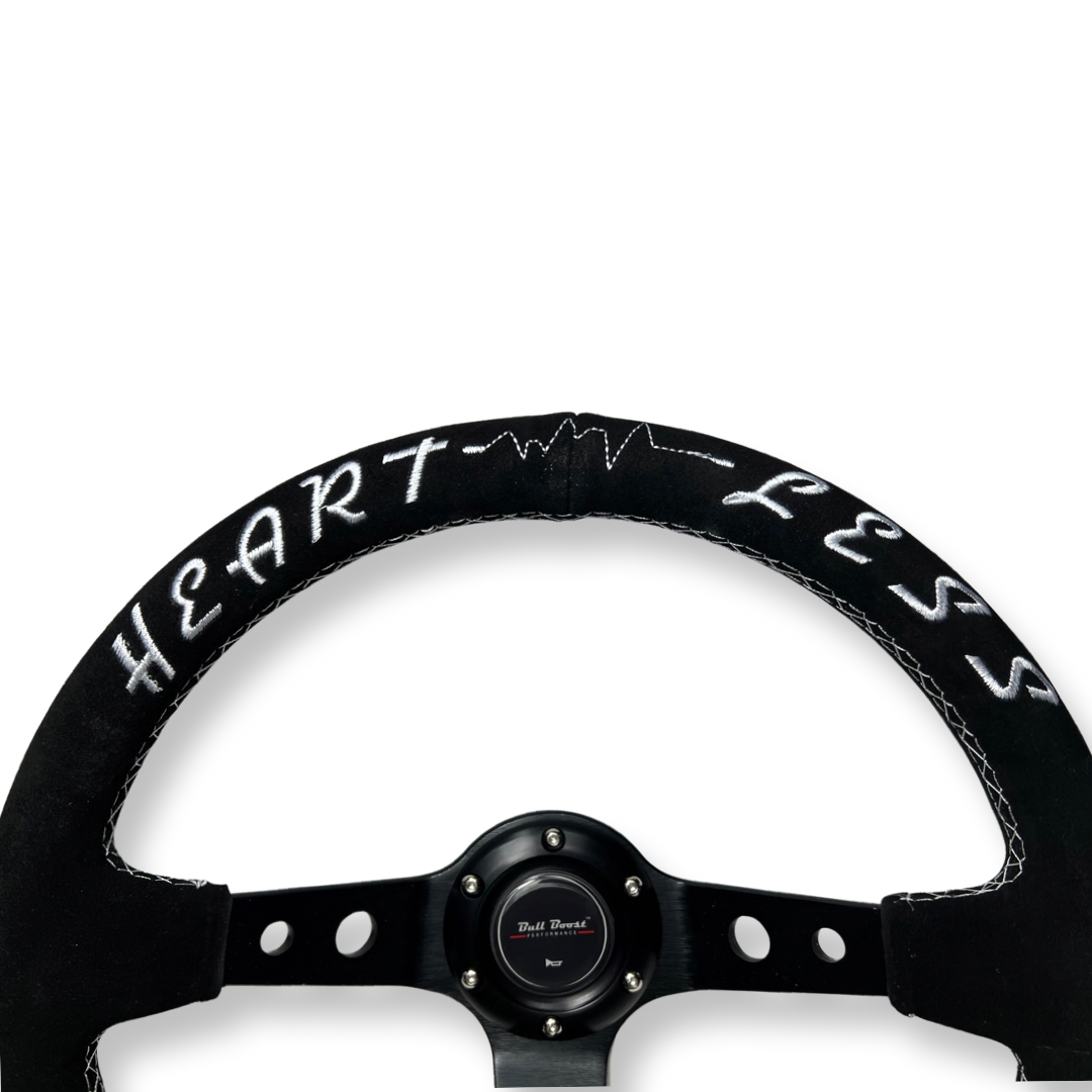 Universal 350mm 3"Deep Dish 6-Bolt Steering Wheel Black Suede Heartless
