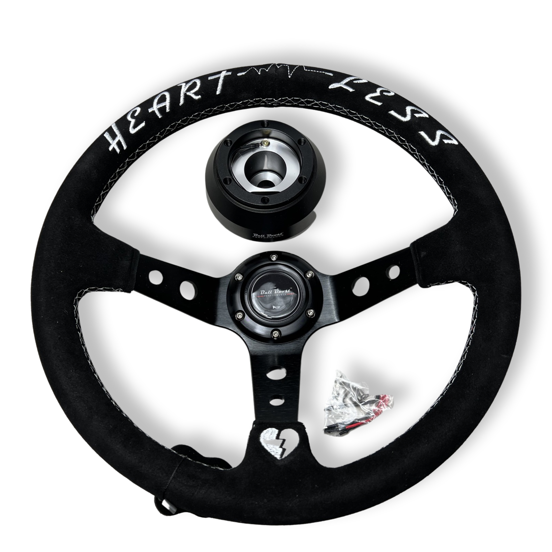 Suede Deep Dish Steering Wheel + Short Hub Adapter Kit For Toyota Camry Corolla