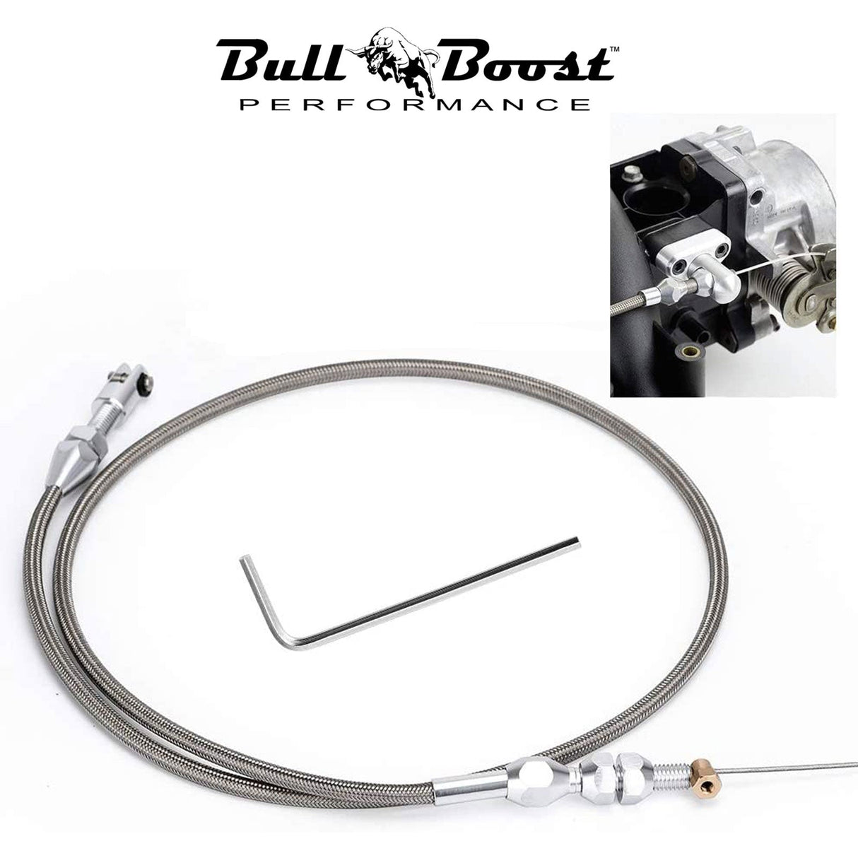 36" Stainless Steel Braided Throttle Cable Fit LS1 Chevy 4.8 5.3 5.7 6.0 Engine