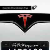 3M Gloss Dragon Fire Red Tesla Emblem Decals (Front + Back) | Model X
