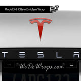 3M Gloss Dragon Fire Red Tesla Emblem Decals (Front + Back) | Model X