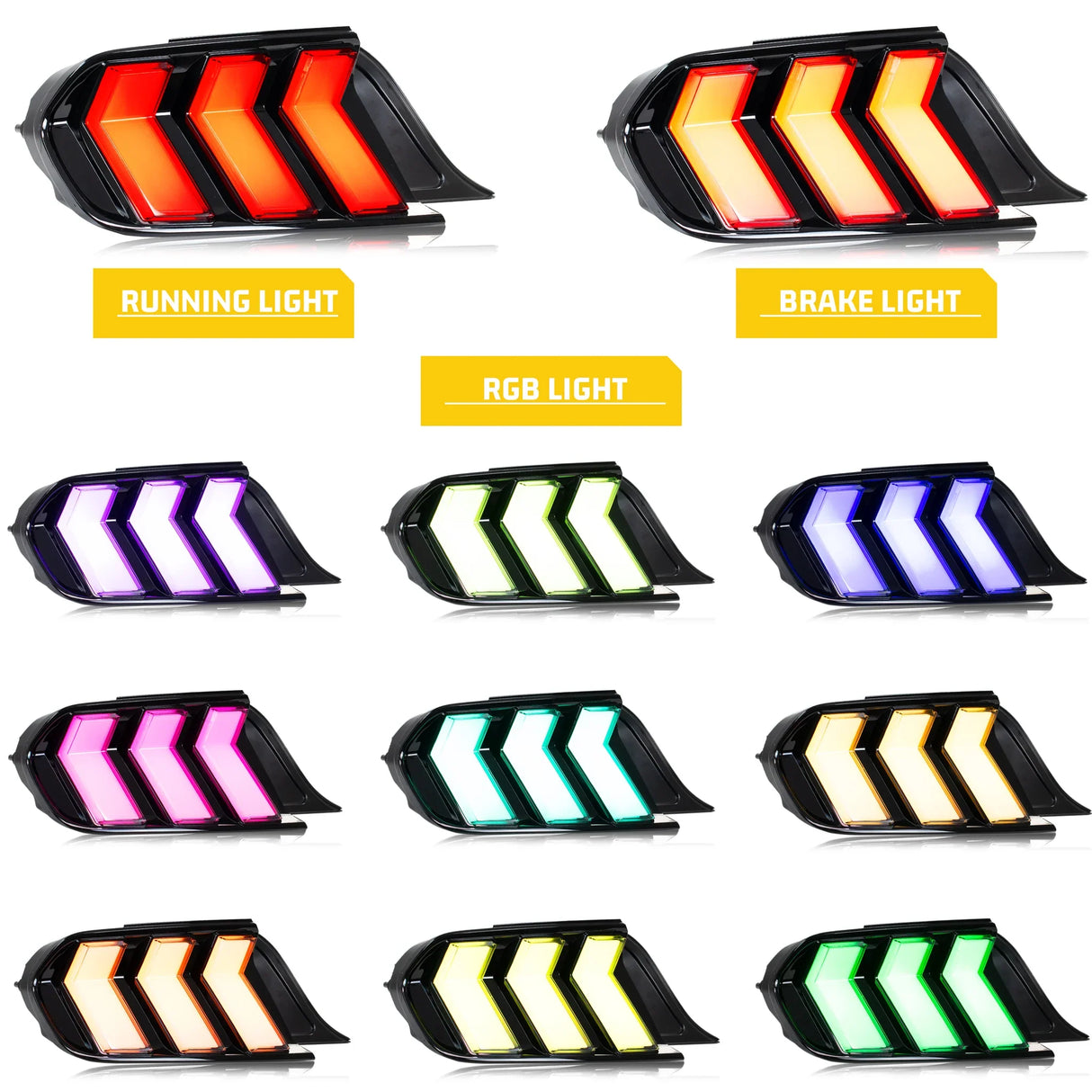 NTXGlow S650 Style RGB Tail Lights (2015-2023 Ford Mustang)
