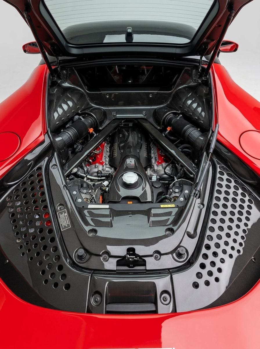 2019+ Ferrari SF90 OEM Style Engine Compartment Cover Plate - Dry Carbon Fiber