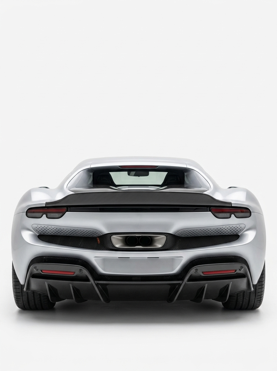 2021+ Ferrari 296 GTB 296 GTS Polished Wing-Shaped Rear Spoiler - Dry Carbon Fiber