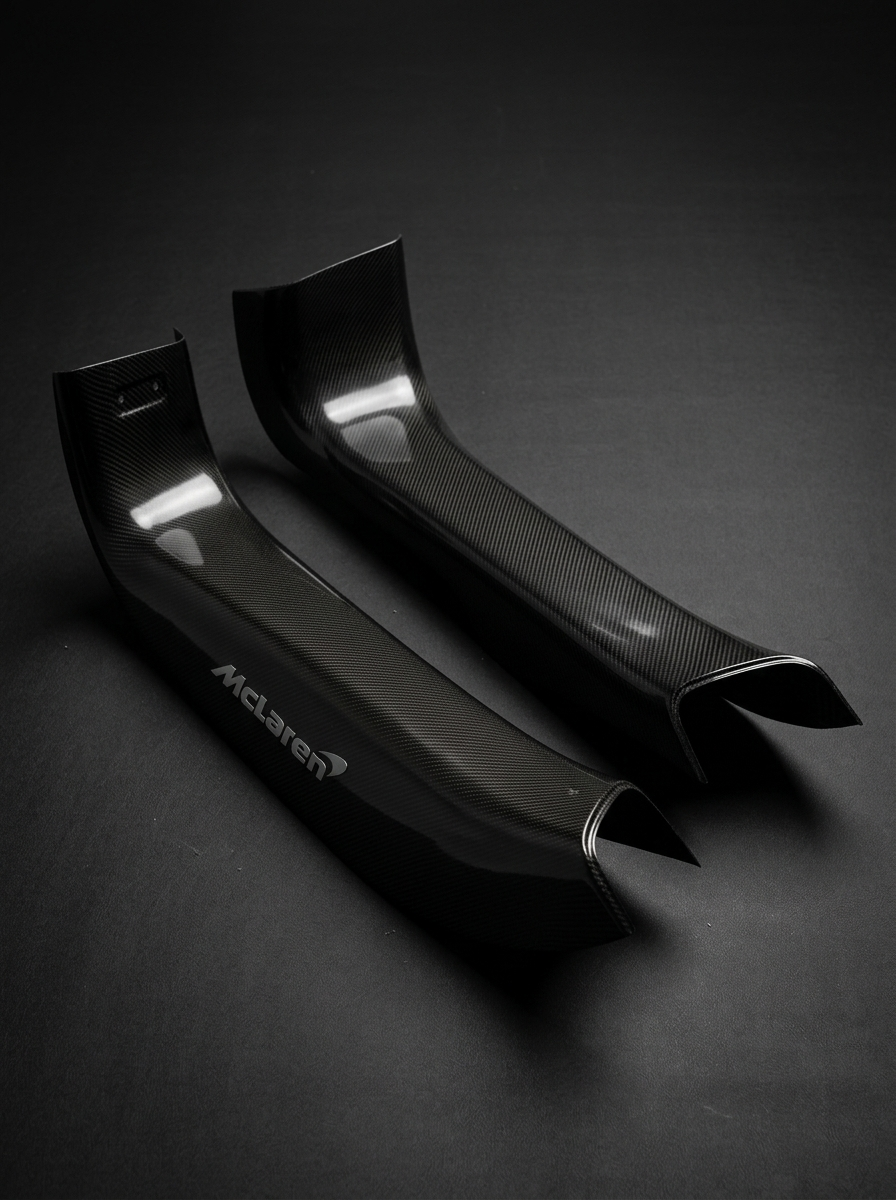 McLaren 720S 750S Dry Carbon Fiber Door Sill Trims Polished Finish Pair