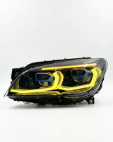 BMW 7 Series F02 G12 Style LED Headlight Assembly with Dual-Color DRL (Yellow / White) 2013 - 2015 (Replaces 63117228423)