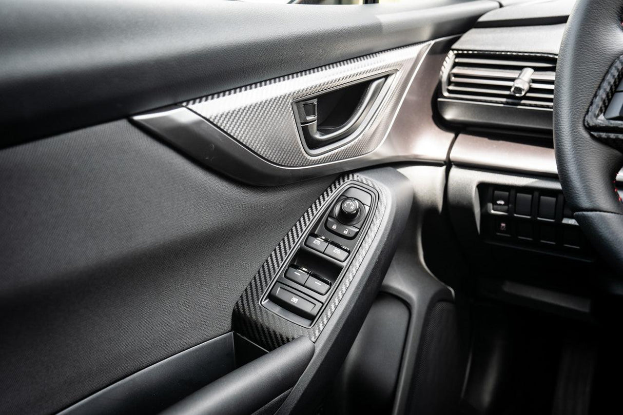 3D Carbon Door Switch Panel Overlays (Front / Rear) - 2022+ Subaru WRX
