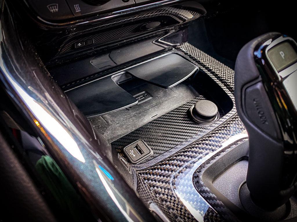 3D Carbon Phone Charger / USB / Cigarette Lighter Tray Overlay - 2020+ Supra