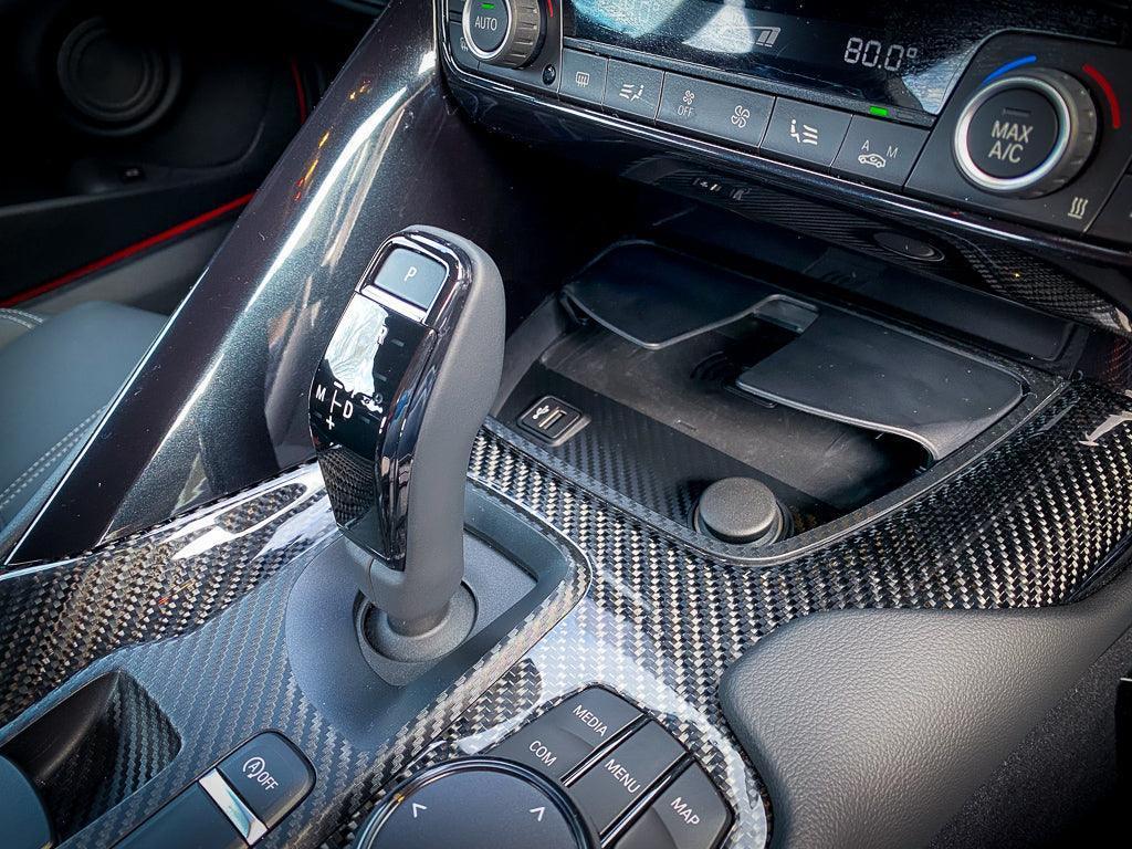 3D Carbon Phone Charger / USB / Cigarette Lighter Tray Overlay - 2020+ Supra