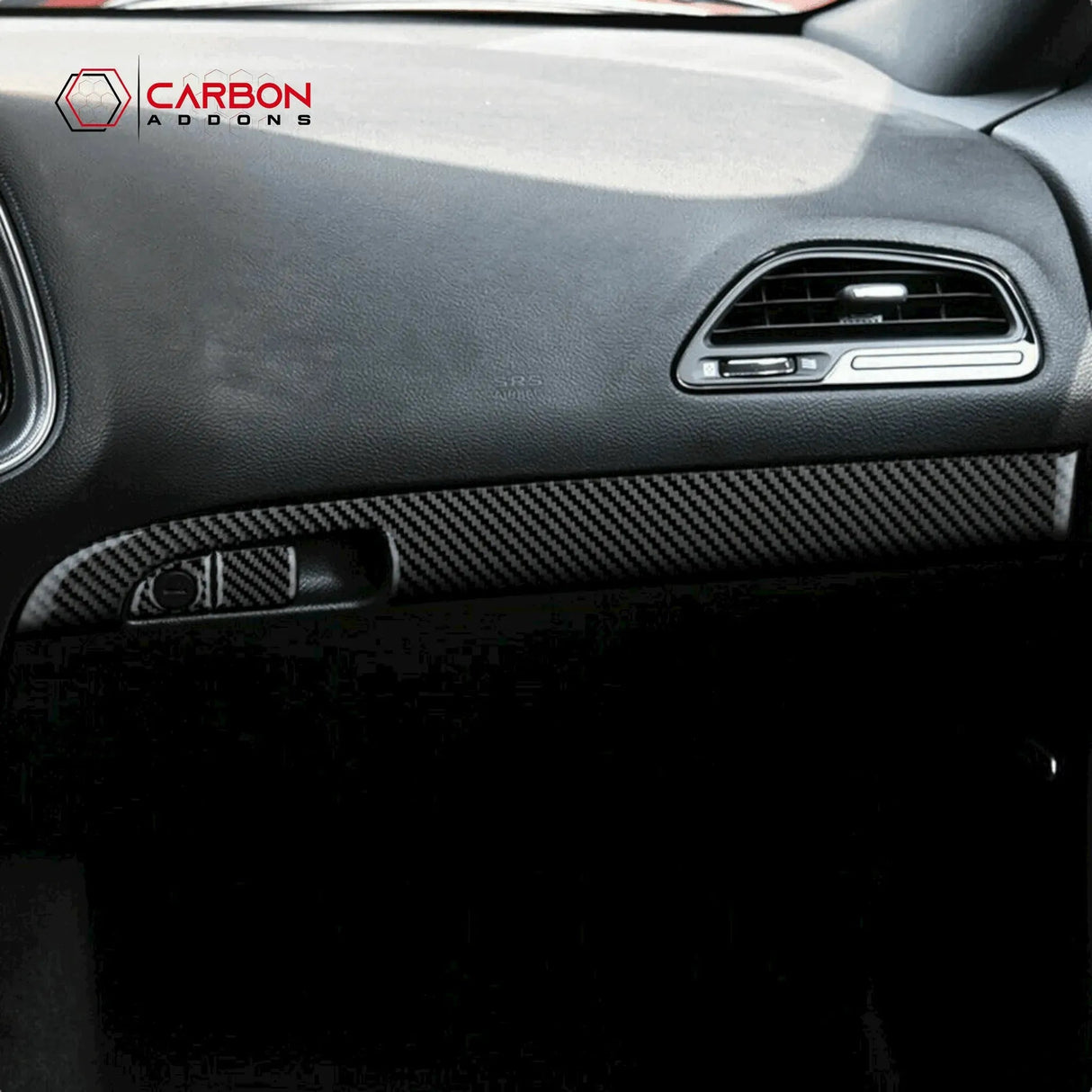 3pcs Carbon Fiber Glove Box Handle Full Strip Kit Overlay for Dodge Challenger 2015-2023
