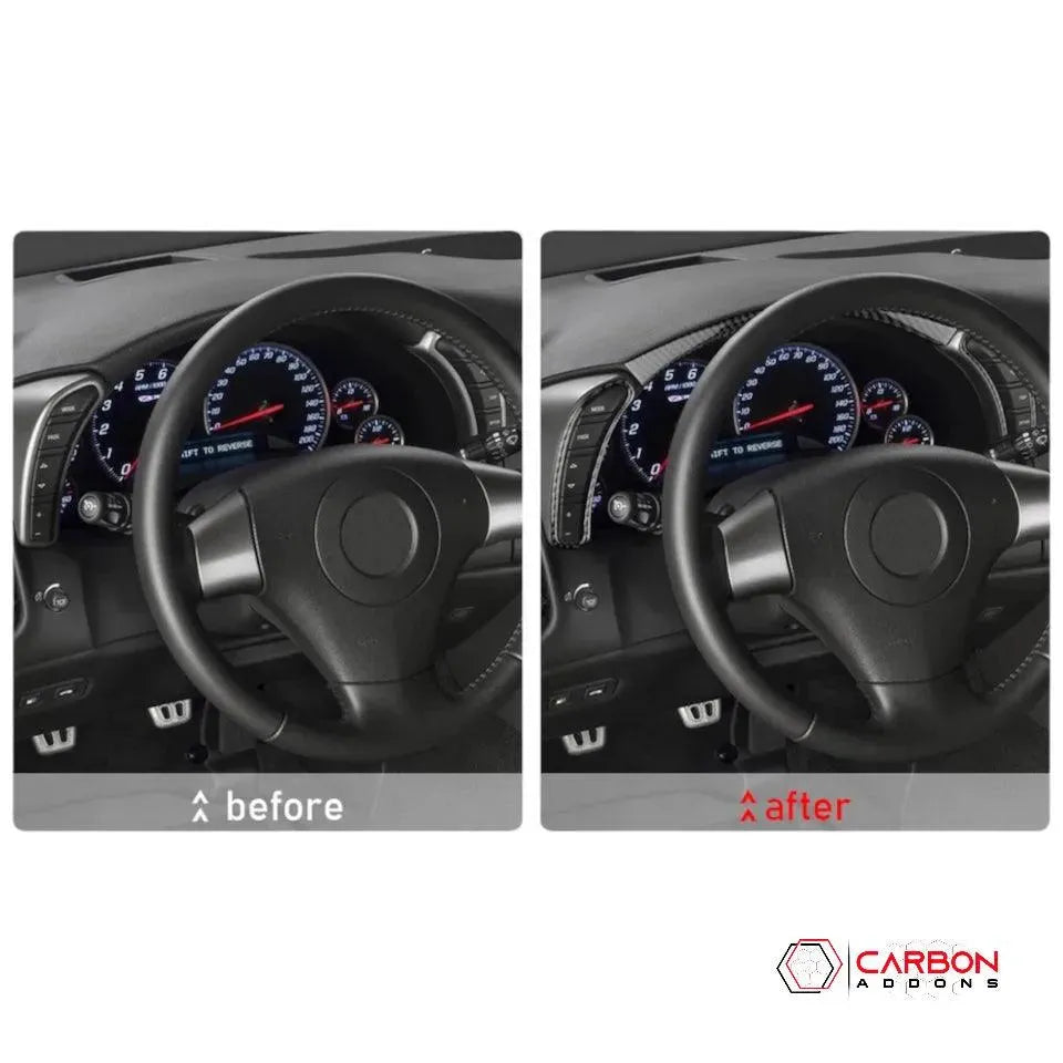 [3pcs] Real Carbon Fiber Gauge Cluster Surround Trim Overlay  | C6 2005-2013 Corvette
