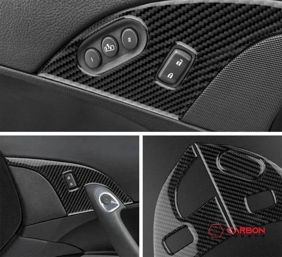 [3pcs Set] Real Carbon Fiber Door Lock Panel Switch Frame Overlay | C6 2005-2013 Corvette