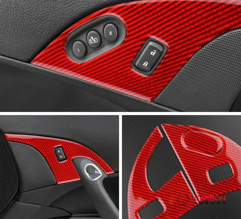 [3pcs Set] Real Carbon Fiber Door Lock Panel Switch Frame Overlay | C6 2005-2013 Corvette