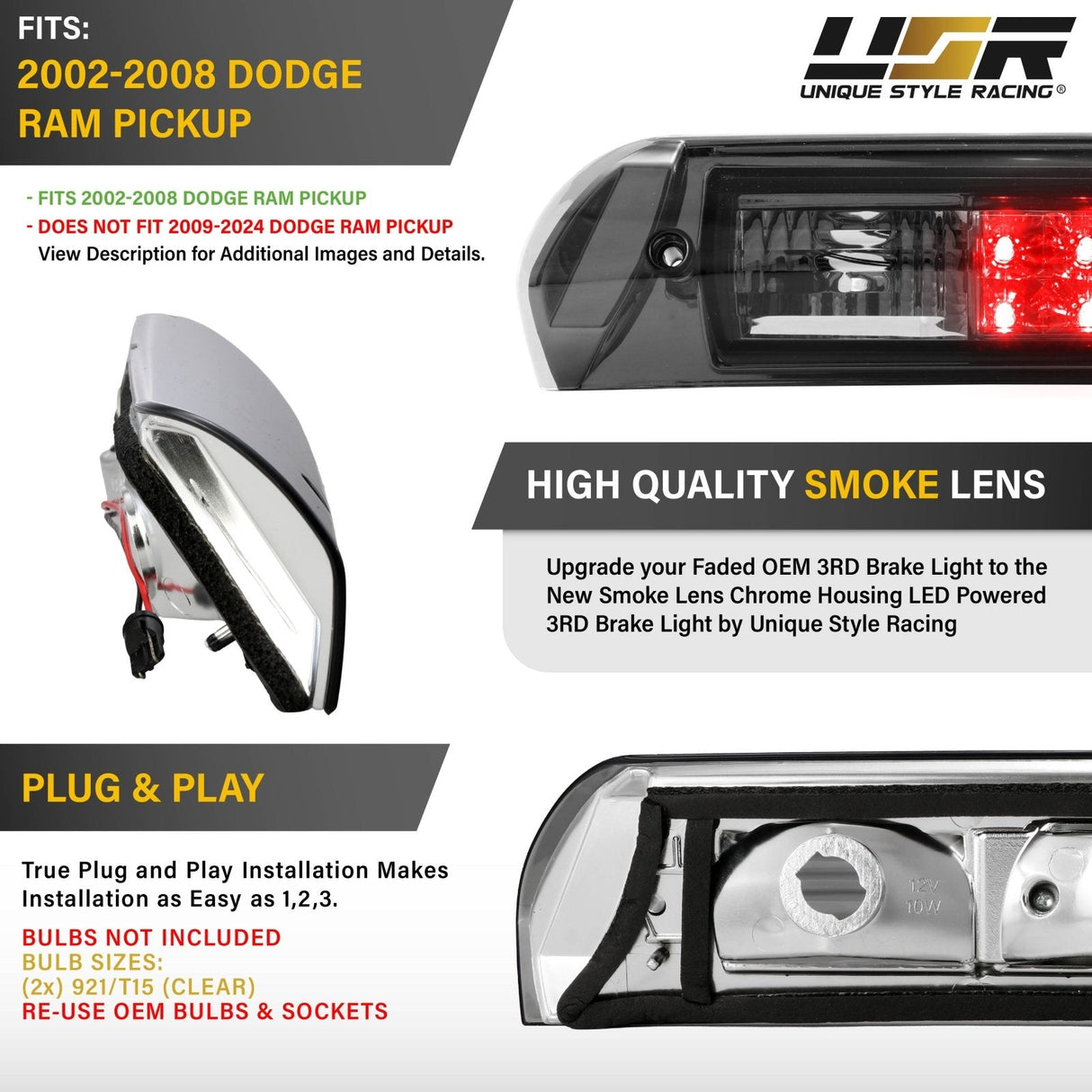 2002-2008 Dodge Ram Smoke Chrome LED 3rd Brake Light