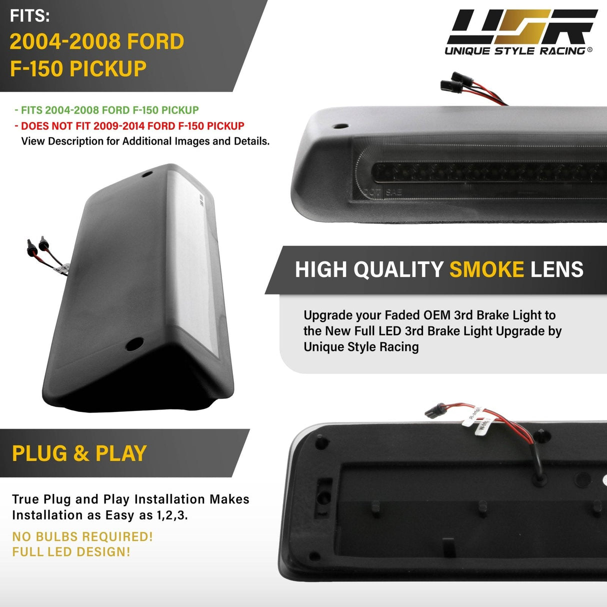 2004-2008 Ford F150 2 In 1 Light Bar LED 3rd Brake Light - Smoke
