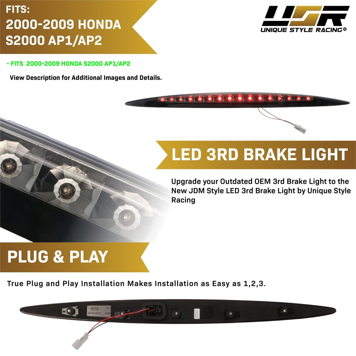 2000-2009 Honda S2000 LED 3rd Brake Light - Smoke Lens