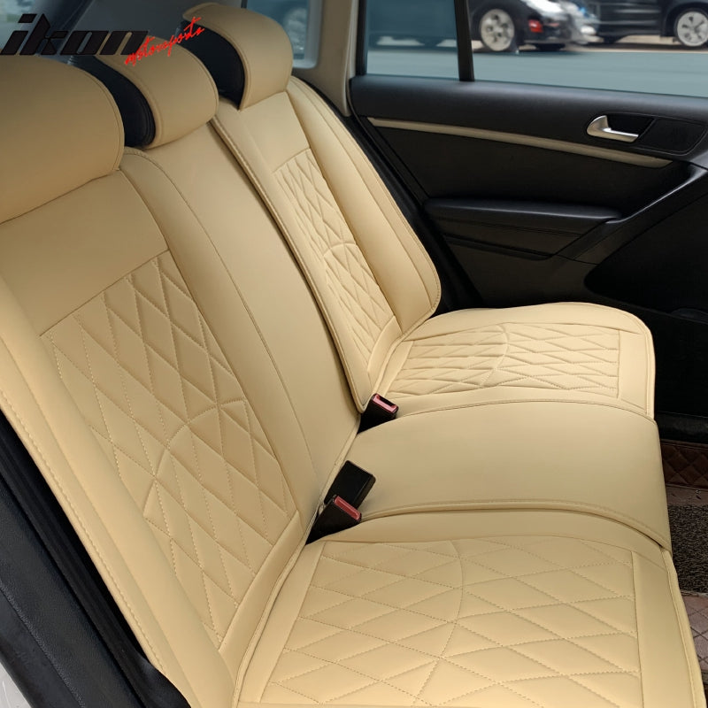 Universal PU Leather Car Seat Cover w/ Lumbar 04B Style Full Set