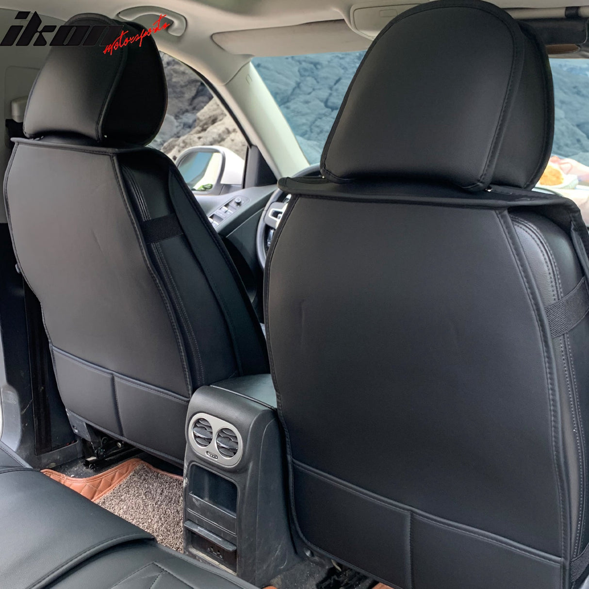 Universal PU Leather Car Seat Cover w/ Lumbar 04B Style Full Set