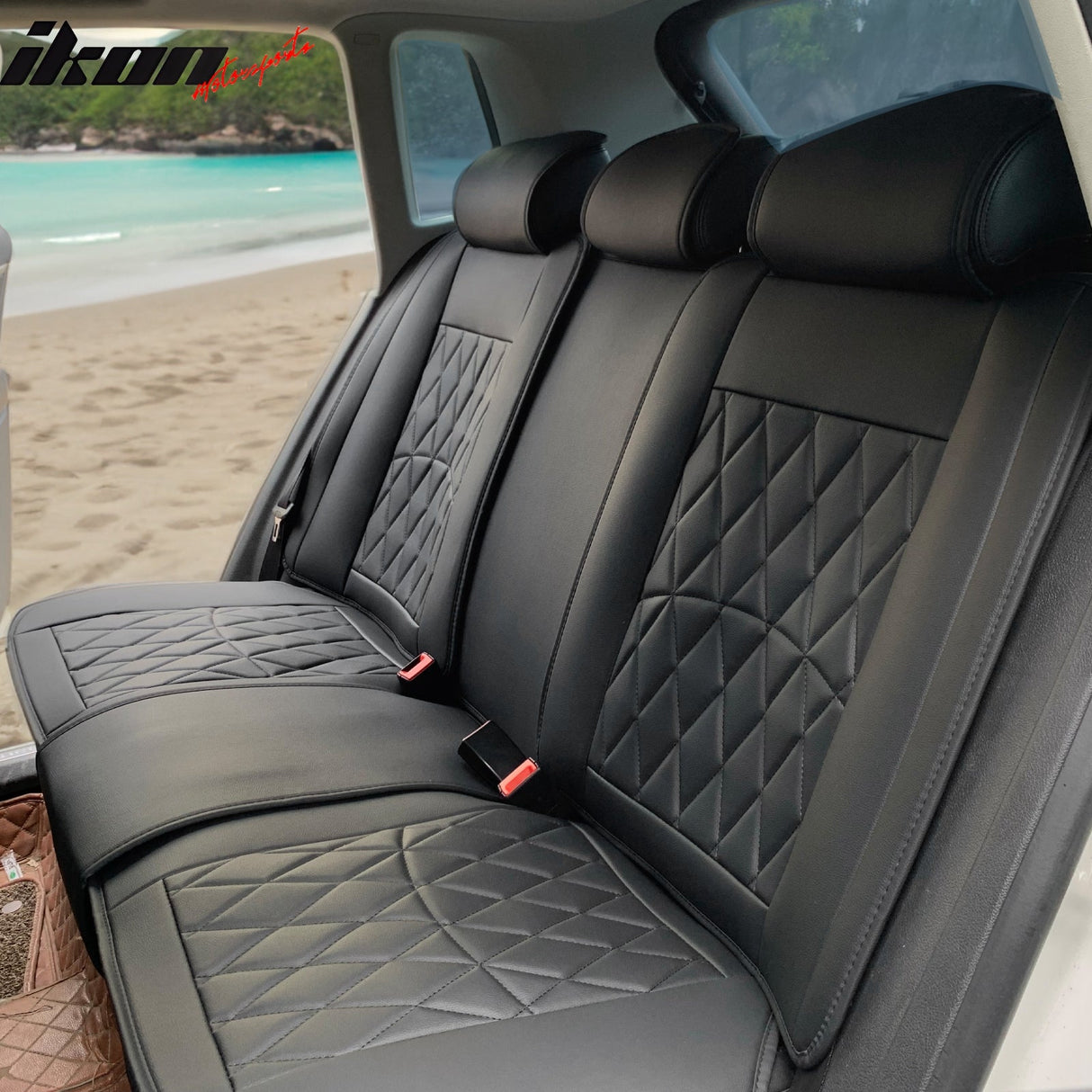 Universal PU Leather Car Seat Cover w/ Lumbar 04B Style Full Set