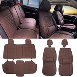 Universal PU Leather Car Seat Cover w/ Lumbar 04B Style Full Set