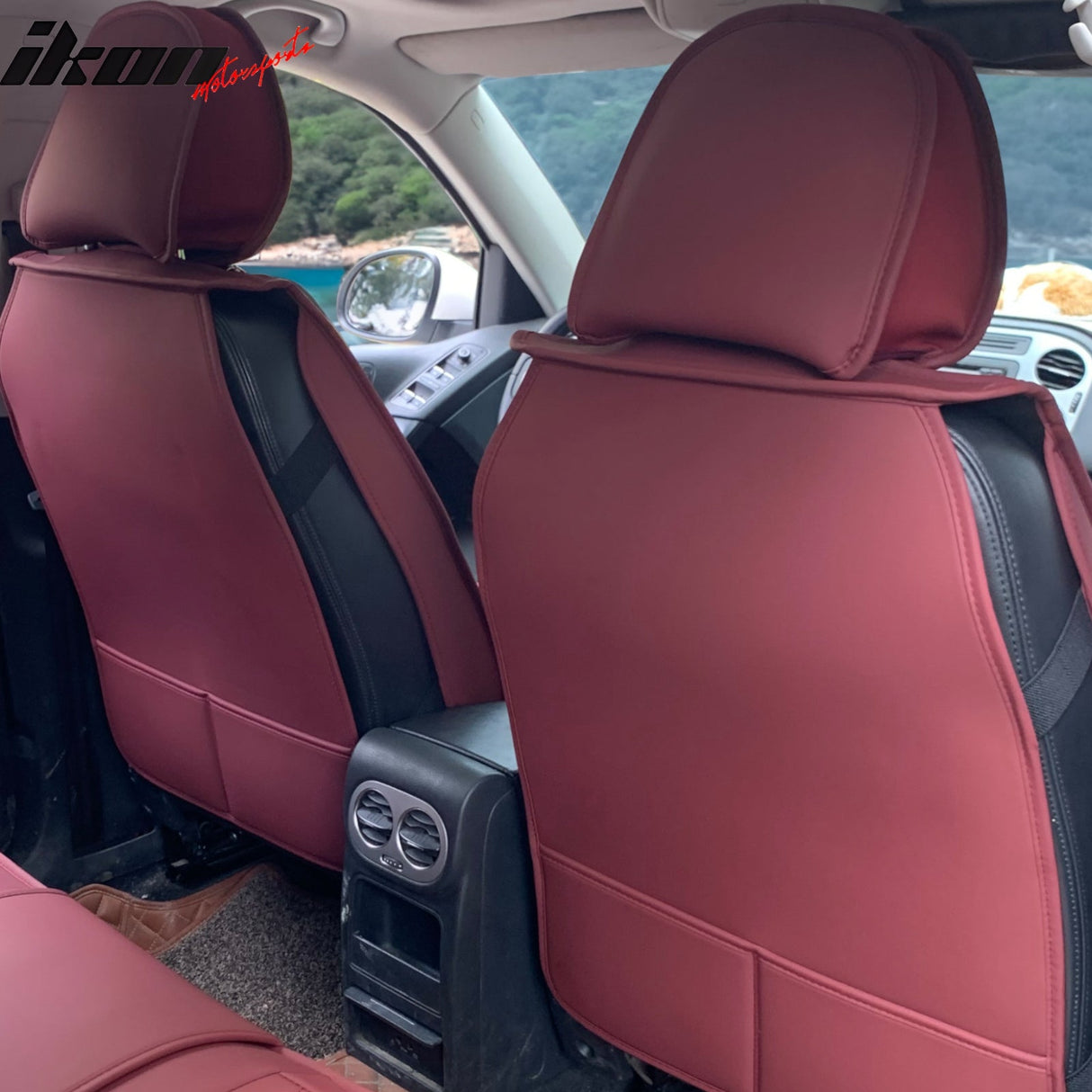 Universal PU Leather Car Seat Cover w/ Lumbar 04B Style Full Set