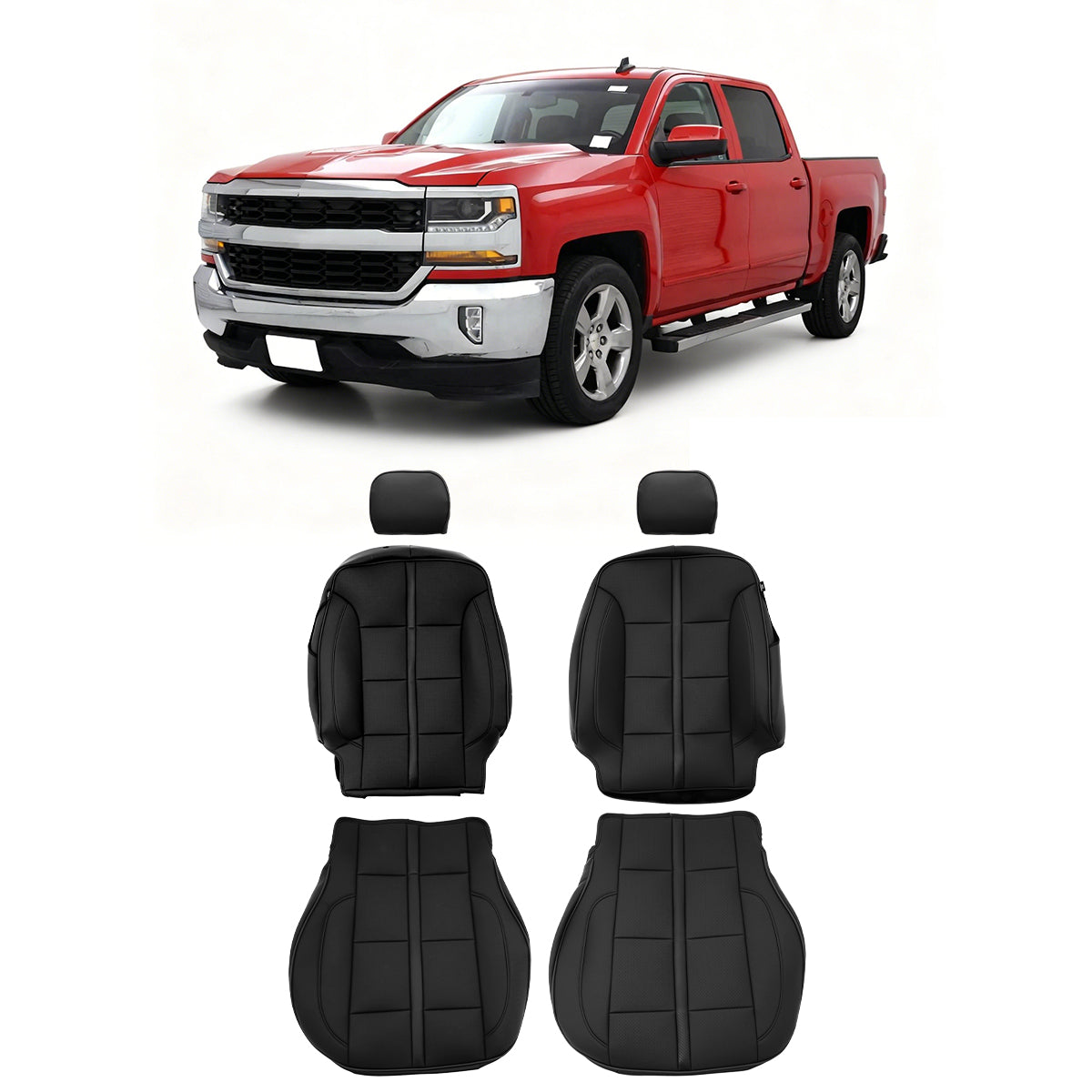 Front Row Seat Covers for Chevy Silverado GMC Sierra 1500 2014-2018 Black